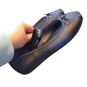 Melissa Black Flats with Bow Detail